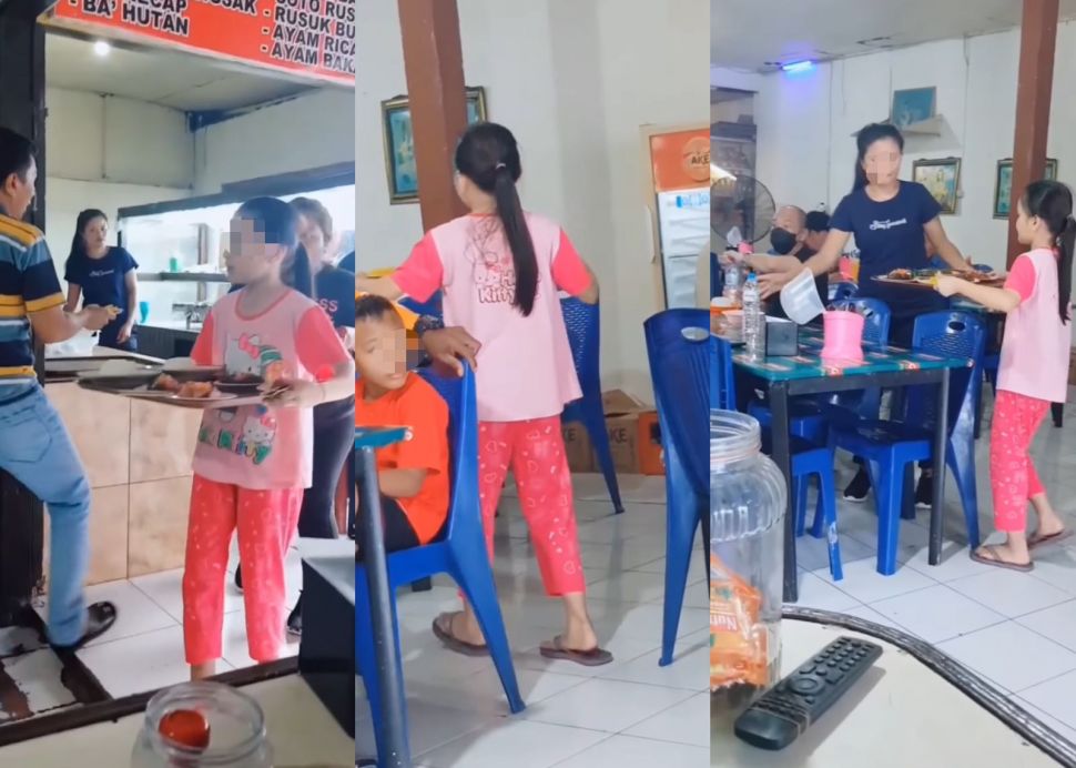 Seorang anak perempuan membantu ibunya bekerja di restoran (Instagram/ undercover.id)