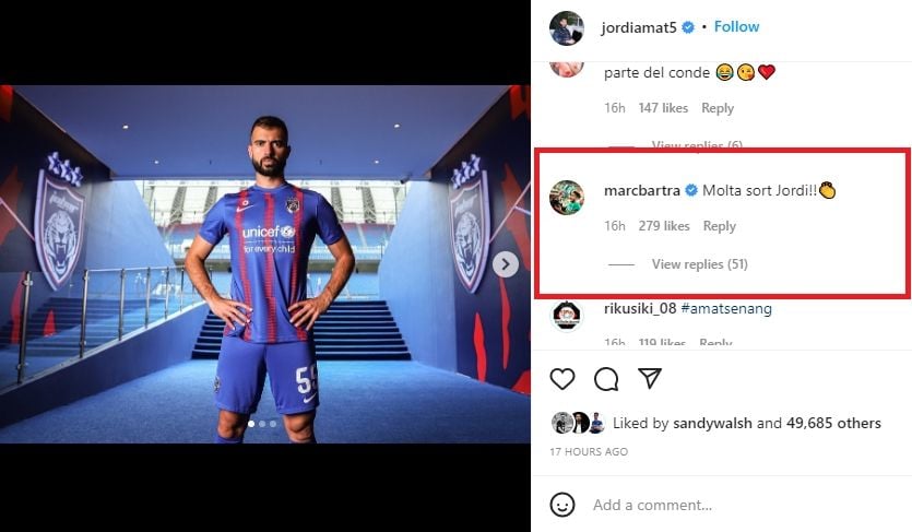 Jordi Amat didukung mantan bek Barcelona. (Instagram/jordiamat5)