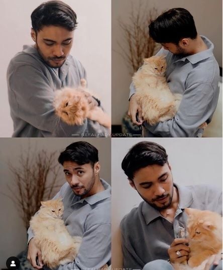 Momen Refal Hady Bareng Kucing Peliharaannya (Instagram/@refalhady.update)