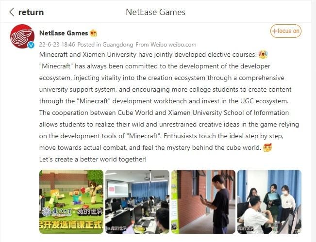 Minecraft jadi mata kuliah di Universitas China. [Weibo]