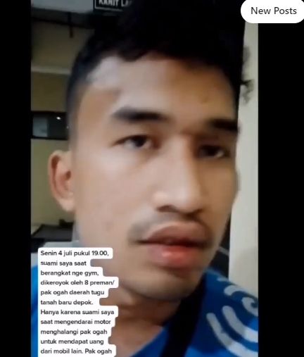 Viral pria diduga dikeroyok oleh komplotan Pak Ogah di kawasan Depok. (Tangkapan layar/Instagram)