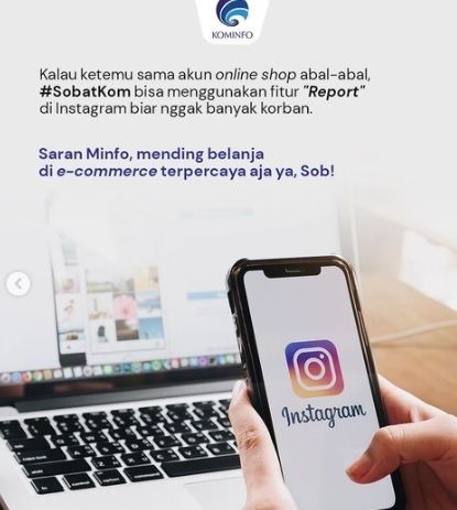 Tips Identifikasi Akun Online Shop Palsu. [Instagram/@kemenkominfo]