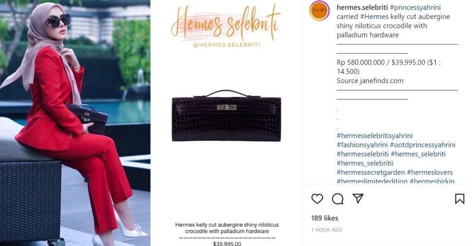 Intip gaya Syahrini pamerkan dompet Hermes berukuran kecil, namun dengan harga sampai Rp580 juta (Instagram/hermes.selebriti)