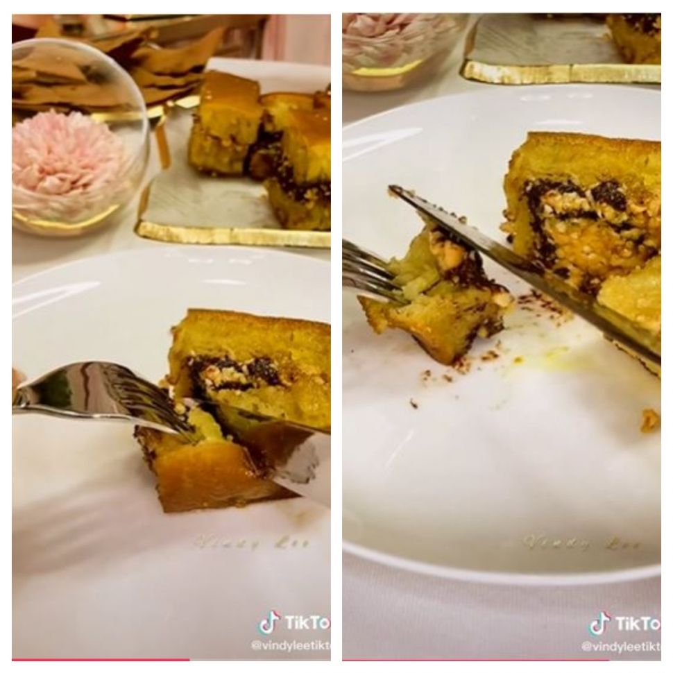 Cara elegan makan martabak manis (TikTok @vindyleetiktok)