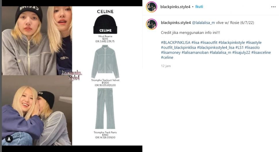 Adu gaya antara Rose dan Lisa Blakcpink ketika vLive untuk penggemar, siapa yang kenakan outfit termahal? (Instagram/blackpinks.style4)