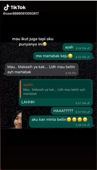 Percakapan anak dan ayah soal martabak (TikTok @user88880813093817)