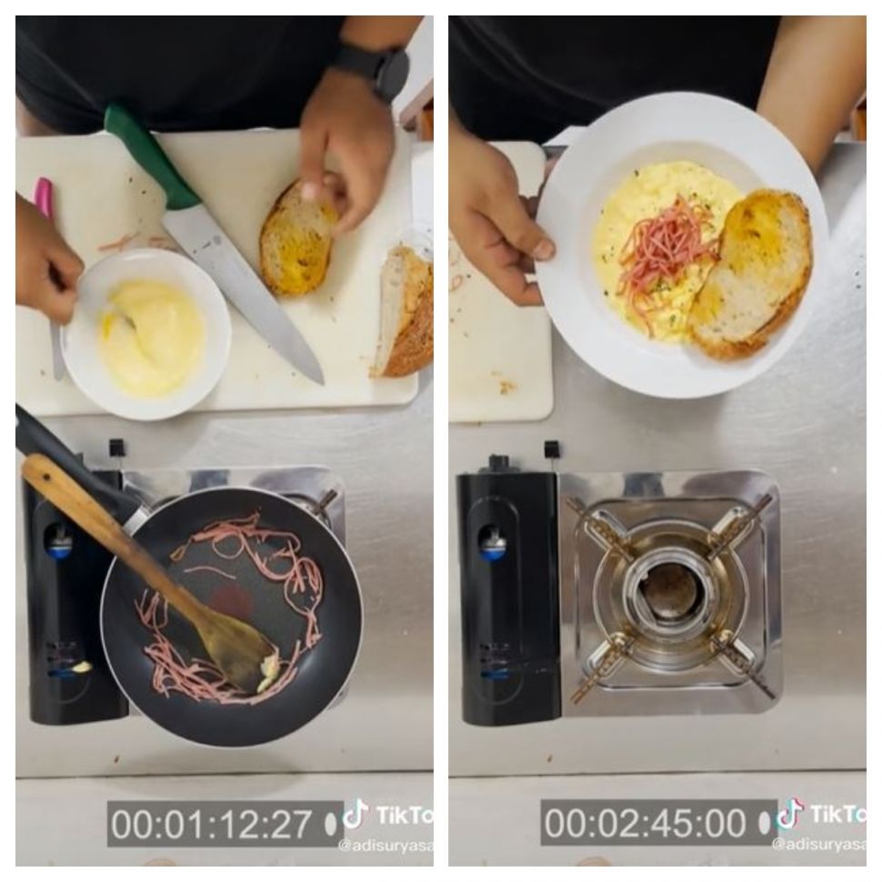 Sarapan kurang dari 3 menit (TikTok @adisuryasanz)