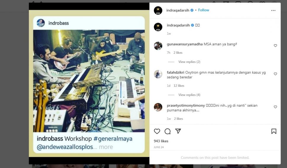 Unggahan Indra Qadarsih [Instagram]