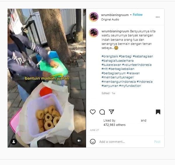 Anak penjual donat keliling (Instagram @@wrumbianingruum)