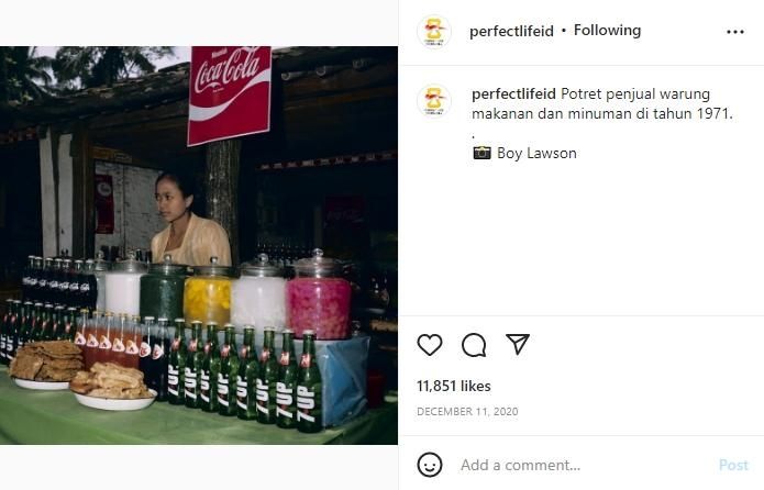 Potret lawas penjual warung tahun 1971. (instagram/perfectlifeid)