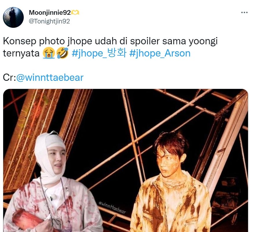 J-Hope BTS rilis foto terbaru untuk albumnya, viral di Twitter dan disamakan dengan zombie ala Suga BTS (Twitter/Tonightjin92)