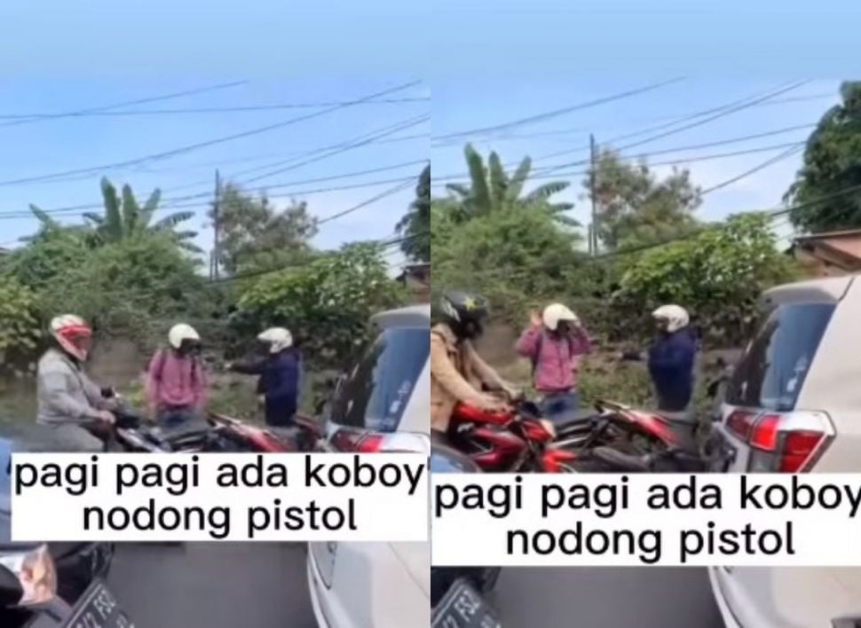 Pria nodong pistol di Cakung (Instagram/banjarnahor)