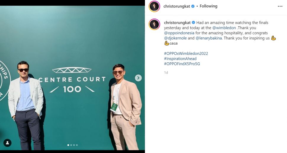 Intip gaya Nicholas Saputra ketika tonton pertandingan tenis di Wimbledon bersama Chrisopher Rungkat, suskes bikin iri (Instagram/christorungkat)