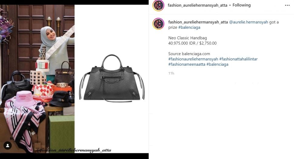 Aurel Hermansyah rayakan ulang tahun dan dapat kado tas Balenciaga, warganet sibuk menanti yang Hermes (Instagram/fashion_aureliehermansyah_atta)