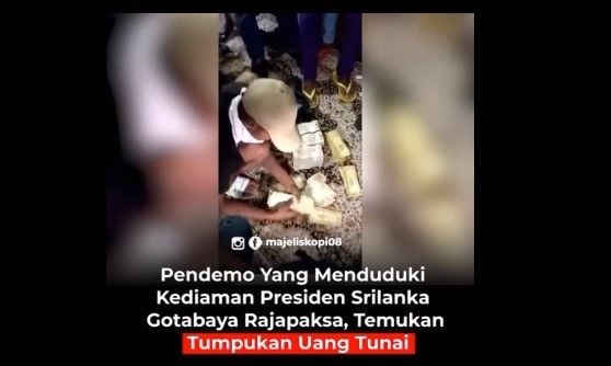 Pendemo Sri Lanka temukan tumpukan uang (Insatgram/majeliskopi08)