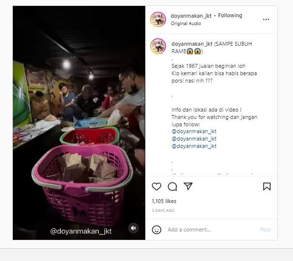 Nasi Kucing Pak Gik (Instagram @doyanmakan_jkt)