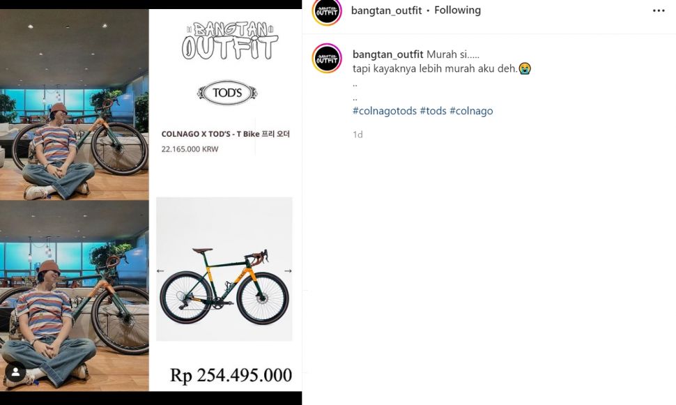 Intip koleksi sepeda milik RM BTS yang harganya mencapai Rp254 juta, berhasil bikin warganet geleng-geleng kepala (Instagram/bangtan_outfit)