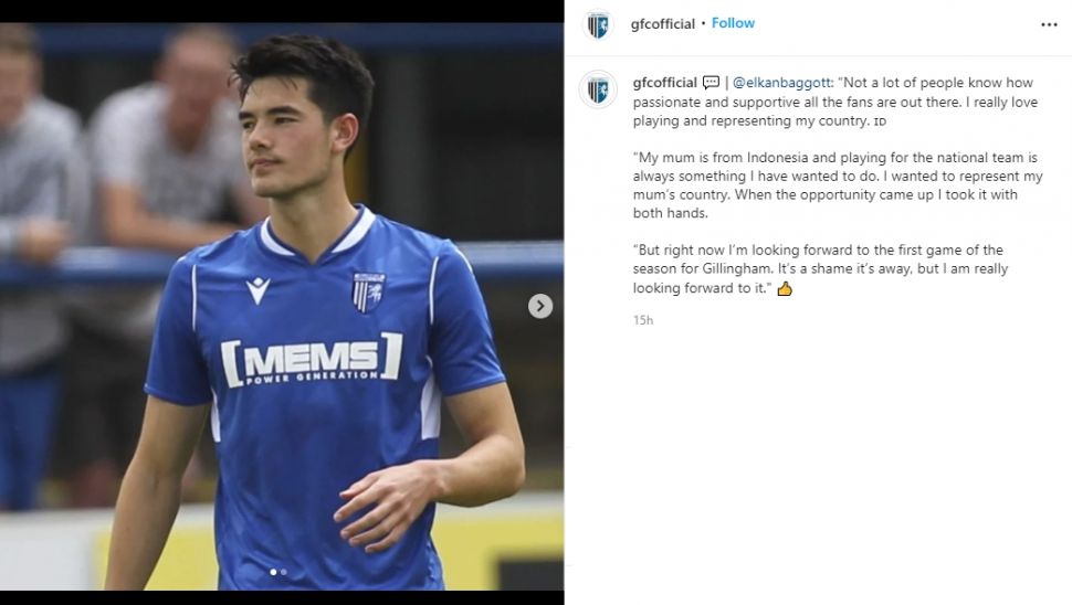 Elkan Baggott ungkap senang bisa membela timnas Indonesia. (Instagram/gfcofficial)