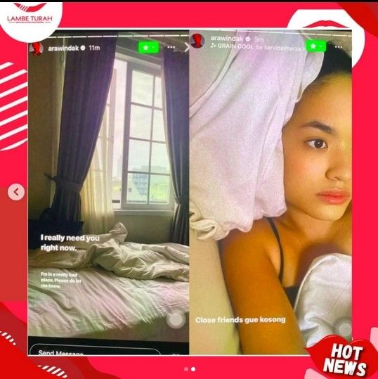 Curhatan Arawinda Kirana di Close Friend Instagram yang bocor ke publik. [Instagram Lambe Turah]