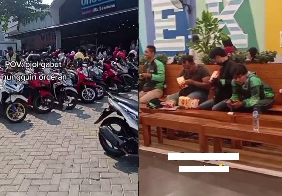 Momen driver ojol bantu tugas pelayan resto. (Instagram/dramaojol.id)