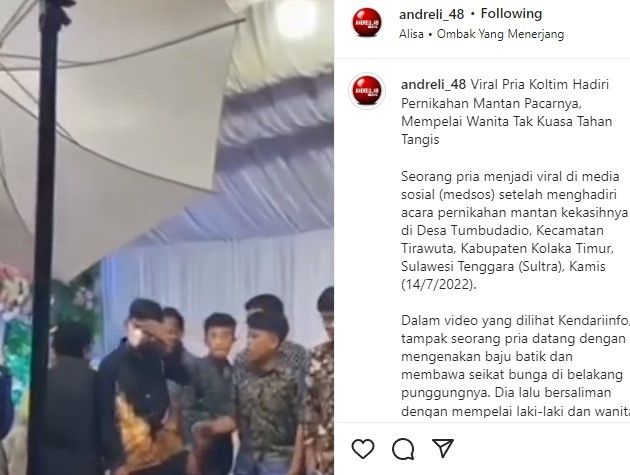 Pengantin perempuan menangis kedatangan pacar (Instagram/andreli_48)