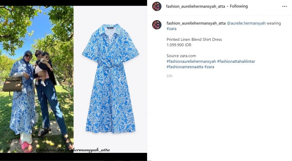 Aurel Hermansyah kenakan dress dengan harga yang lebih murah dari baju anaknya, Ameena (Instagram/fashion_aurelierhamansyah_atta)