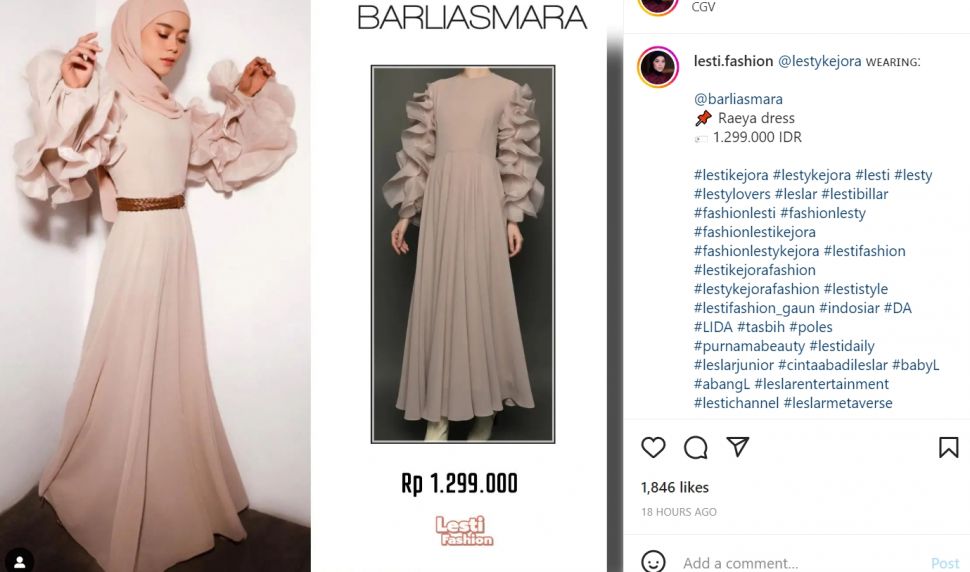 Gaya Lesti Kejora kenakan dress dengan lengan unik dikira Rp15 juta, ternyata harganya di luar dugaan (Instagram/lesti.fashion)