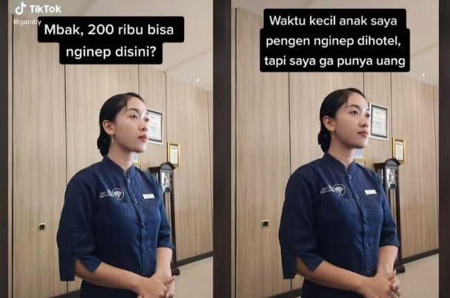 Ibu-ibu Datang ke Hotel Cuma Bawa Rp 200 Ribu untuk Sewa Kamar, Endingnya Bikin Publik Mewek. (TikTok/@Gainby)