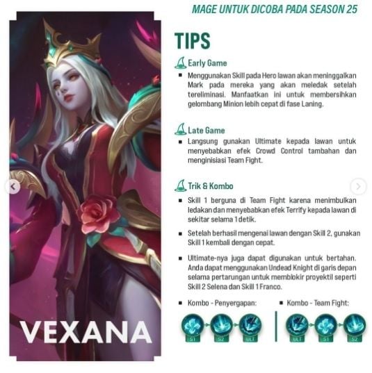 Hero Mobile Legends, Vexana. [Instagram]