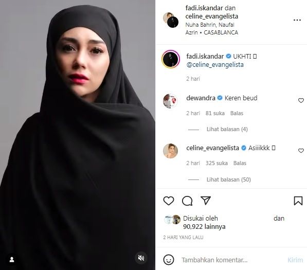 Unggahan soal Celine Evangelista [Instagram/@fadi.iskandar]
