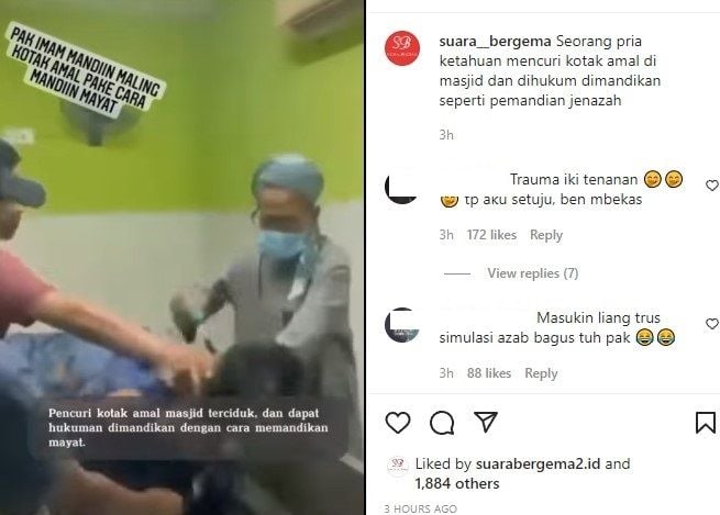 Pria dimandikan khas mandikan jenazah (Instagram/suarabergema)