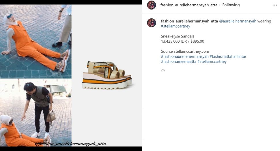 Intip gaya busana Aurel Hermansyah ala cewek kue, kenakan sandal yang terlihat biasa namun seharga Rp13 juta (Instagram/fashion_aureliehermansyah_atta)
