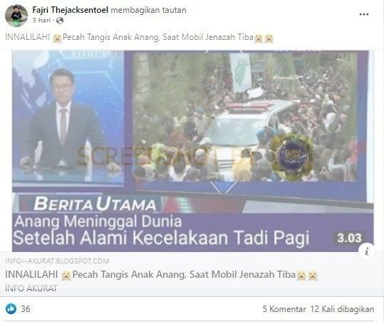 Anang Hermansyah dikabarkan meninggal. 