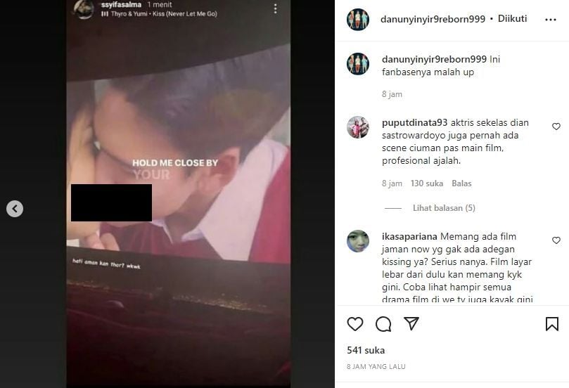 Adegan Fuji ciuman di film Bukan Cinderella [Instagram]