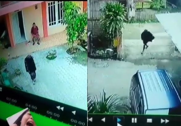 Pria terekam CCTV nekat kenakan mukena saat keluar kos. (Instagram/yogyakarta.keras)