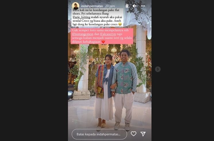 Gaya Seleb Hadiri Nikahan Bintang Emon (Instagram/@indahpermatas)