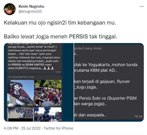 Pemilik Persis Solo ancam tinggalkan klub. (Twitter/@knugroho33)