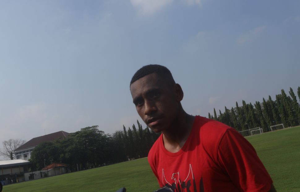 Kapten timnas Indonesia U-16, Muhammad Iqbal Gwijangge. (Suara.com/Arif Budi)