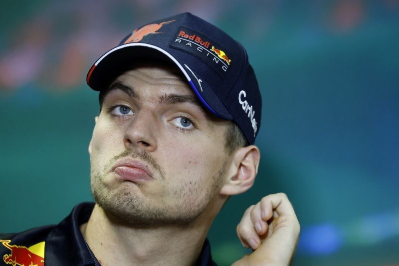 Pebalap tim Red Bull Max Verstappen di sesi jumpa pers jelang Grand Prix Hungaria, Sirkuit Hungaroring, Budapest. (28/7/2022) (ANTARA/REUTERS/LISA LEUTNER)