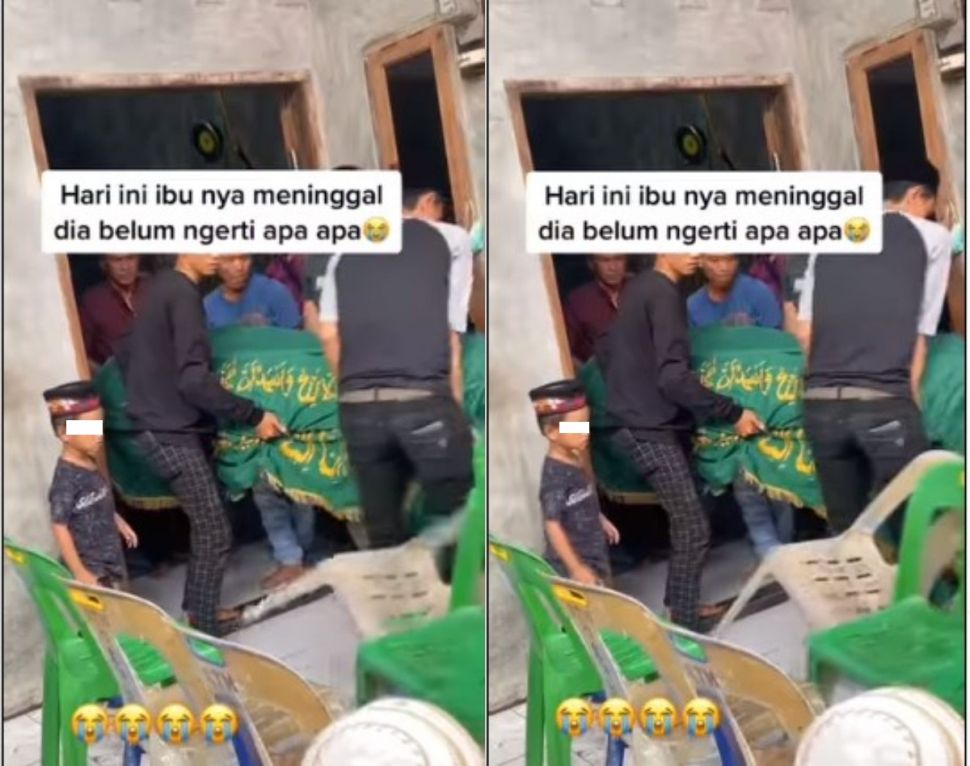 Anak hanya bisa memandangi keranda ibunya (Insatgram/viralyes)