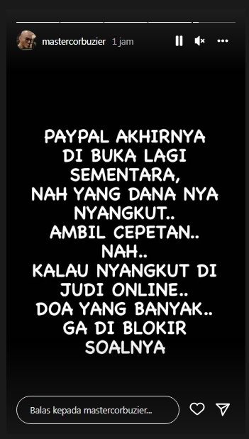 Unggahan Deddy Corbuzier [Instagram/mastercorbuzier]
