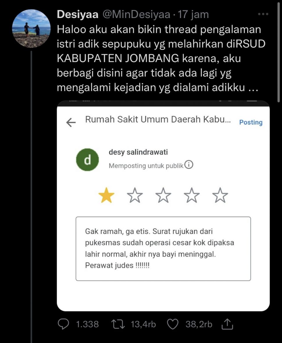 RSUD Kabupaten Jombang viral, berikan pelayanan buruk sebabkan bayi meninggal (Twitter/@mindesiyaa)