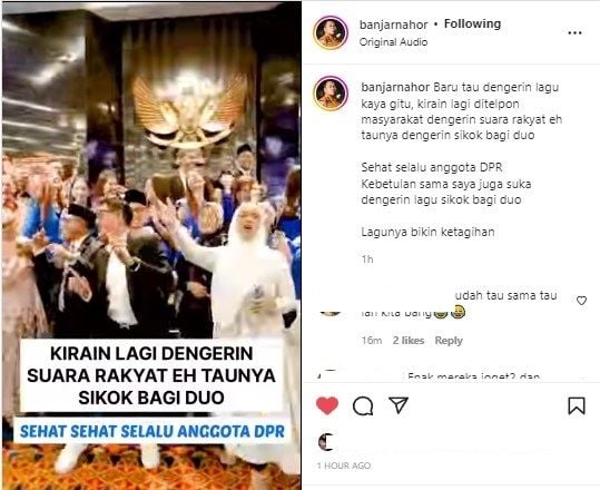 Anggota DPR joget Sikok Bagi Dua (Instagram/banjarnahor)