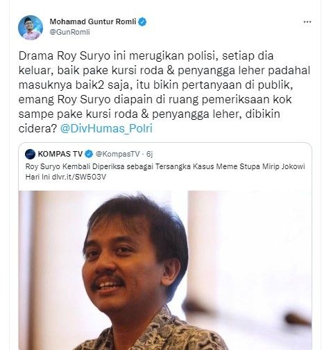 Unggahan Guntur Romli (twitter.com/GunRomli)