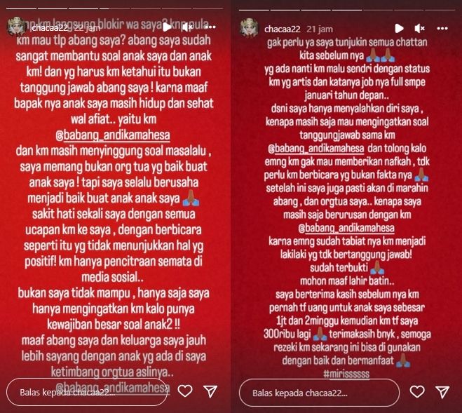 Unggahan mantan istri Andika Kangen Band [Instagram]