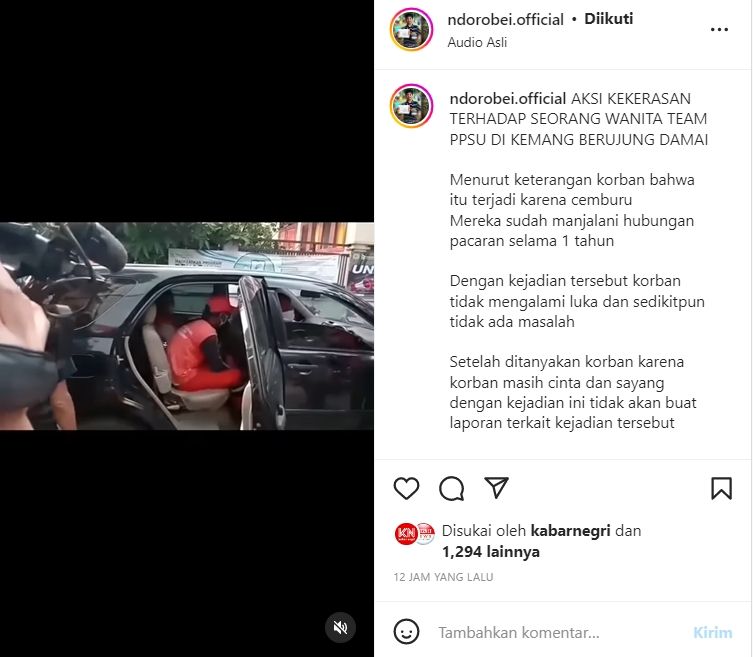 Pelaku dan korban kekerasan sepakat damai (Instagram/ ndorobei.official)