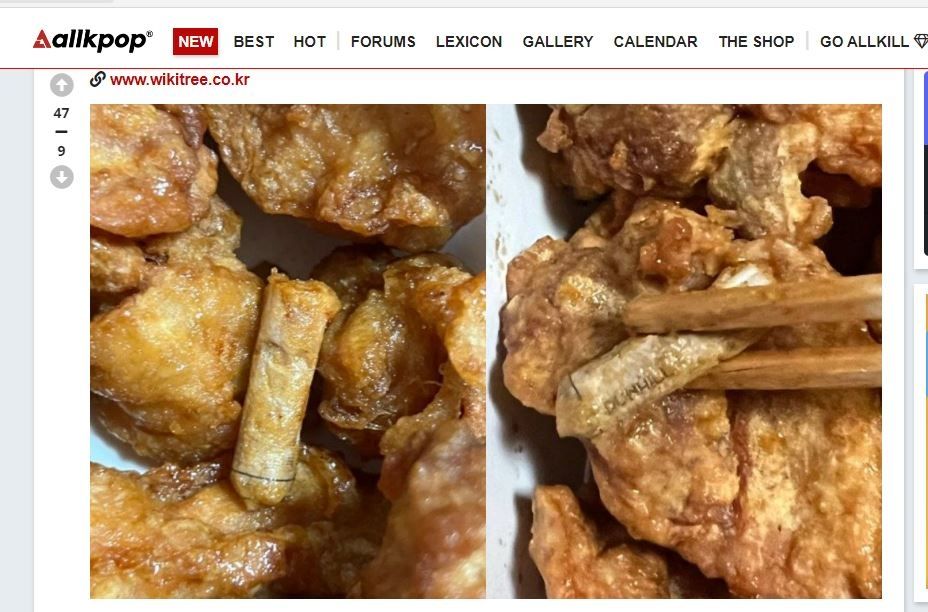 Ayam goreng dengan puntung rokok (Istimewa/Allkpop)