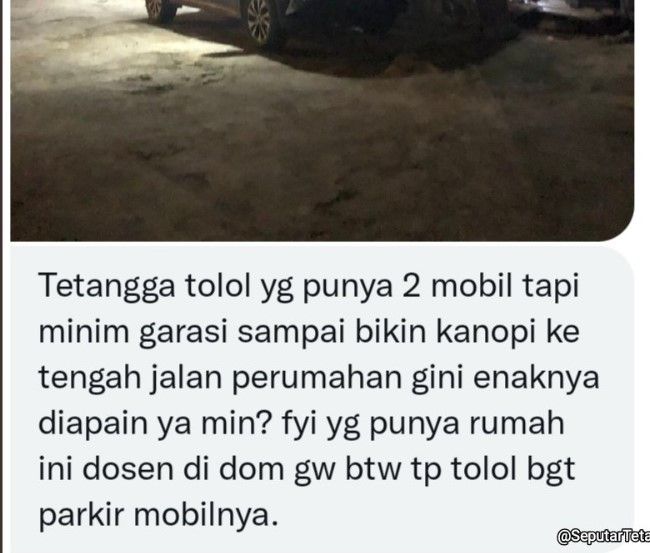 Rumah dosen pasang kanopi di jalan umum (twitter/seputartetangga)