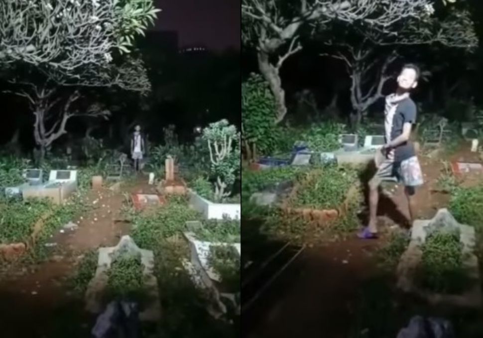 Viral Aksi Remaja Berlenggok Bak Model di Area Kuburan, Aksinya Dikecam Warganet: Saling Menghormati Bisa?