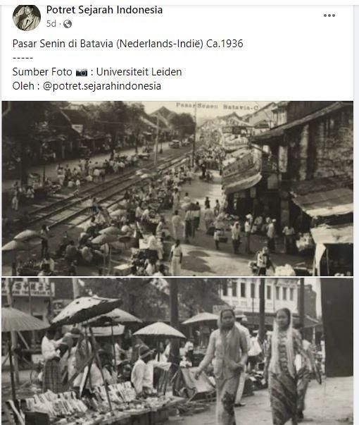 Foto jadul suasana Pasar Senen di Batavia 1936. (Leiden University Libraries)